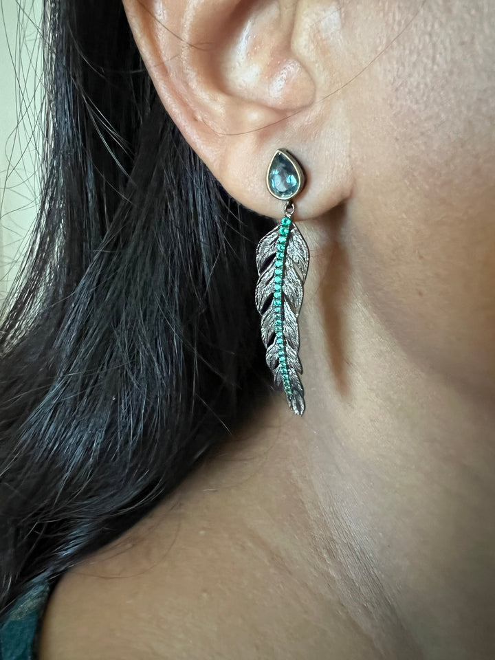 Minimalist 925 Silver Amethyst Leaf Earrings