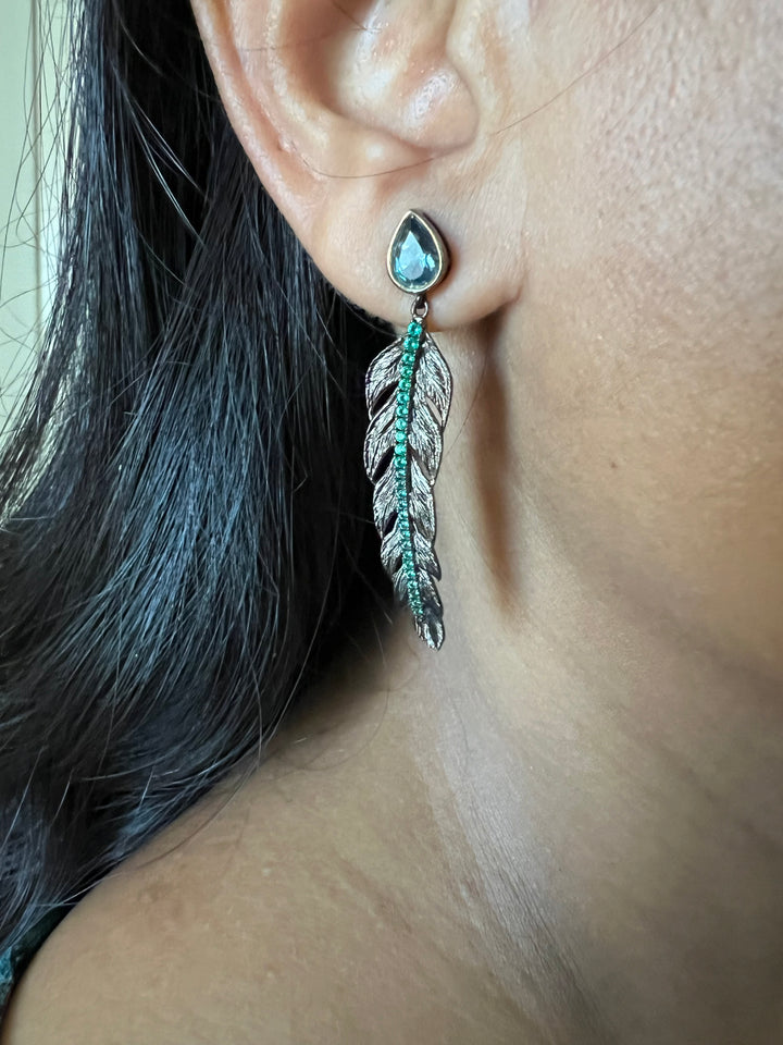 Minimalist 925 Silver Amethyst Leaf Earrings