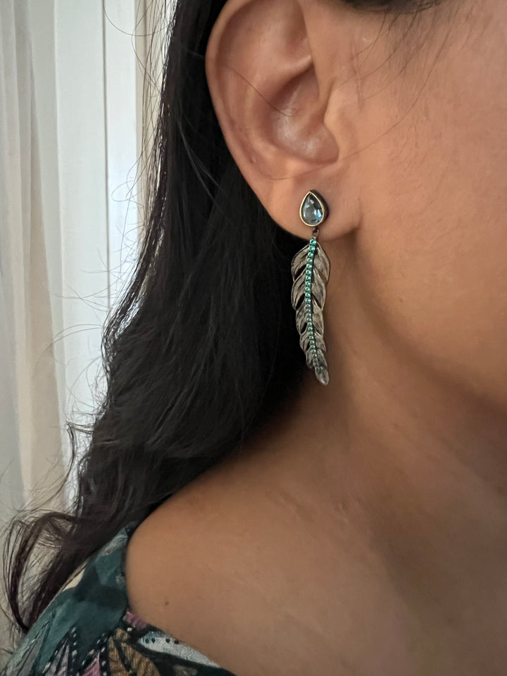 Minimalist 925 Silver Amethyst Leaf Earrings