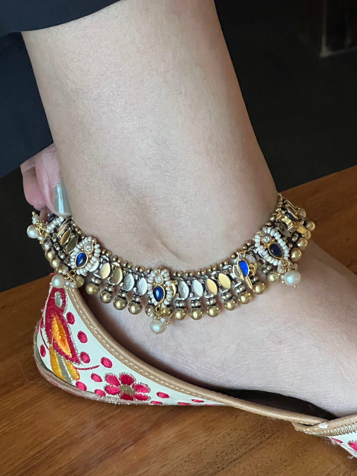 Nakhra Pure 925 Silver Fusion Payal (Pair)/ Real Silver Anklets