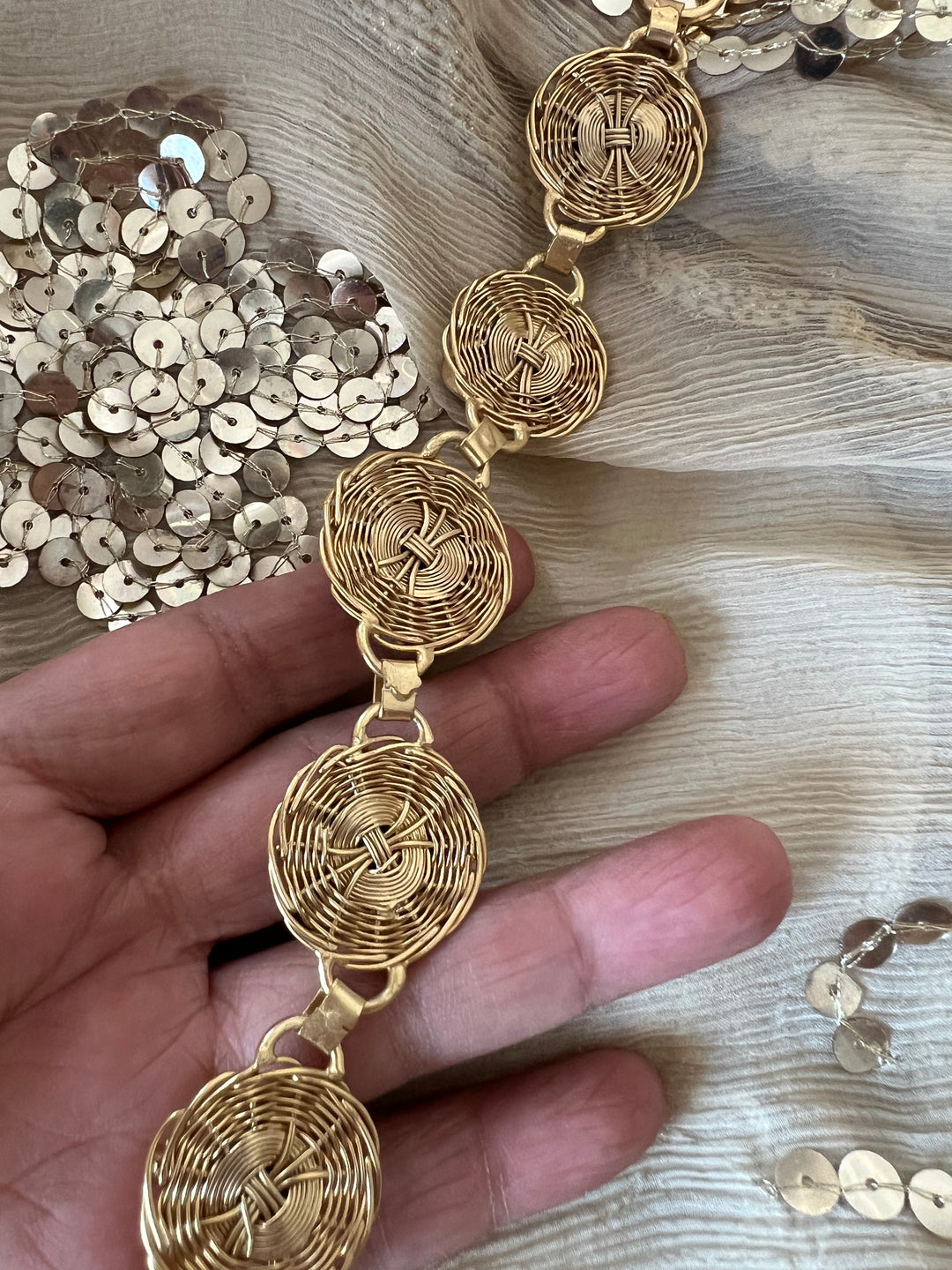 Designer Brass Stone Bracelet | Gold Plated Adjustable Natural Stone Bracelet | SHIVKA Elegant Statement Jewelry