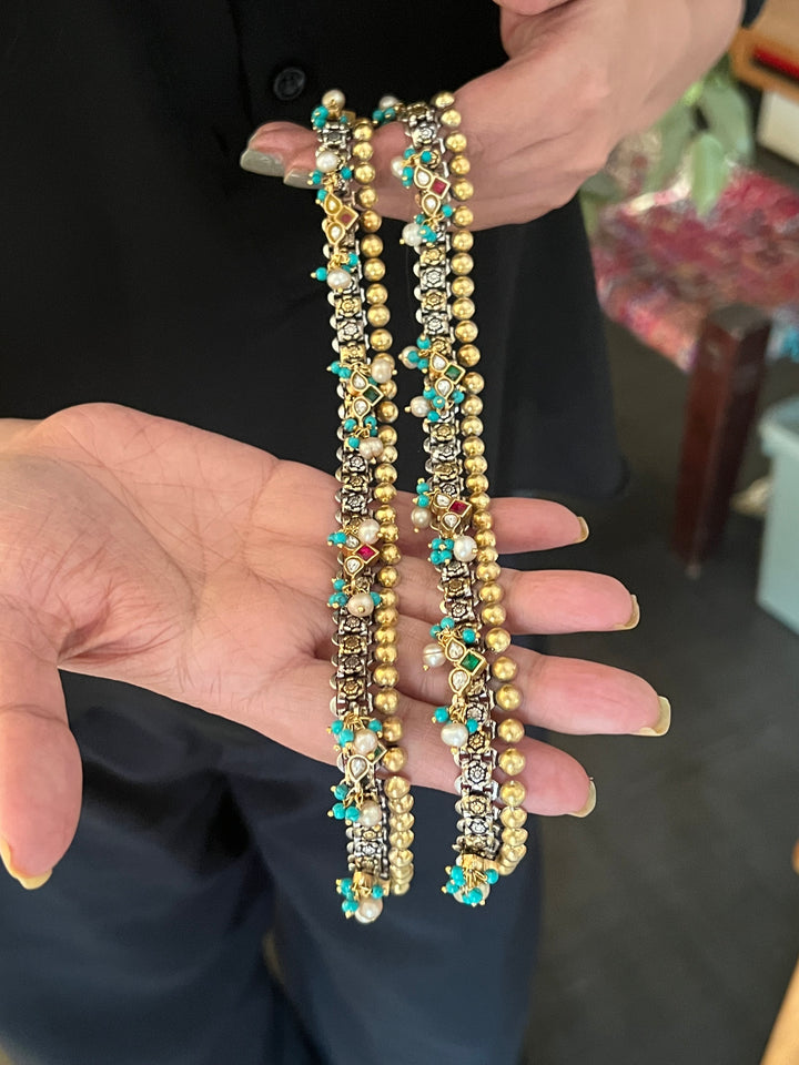 Nakhra Pure 925 Silver Fusion Payal (Pair)/ Real Silver Anklets