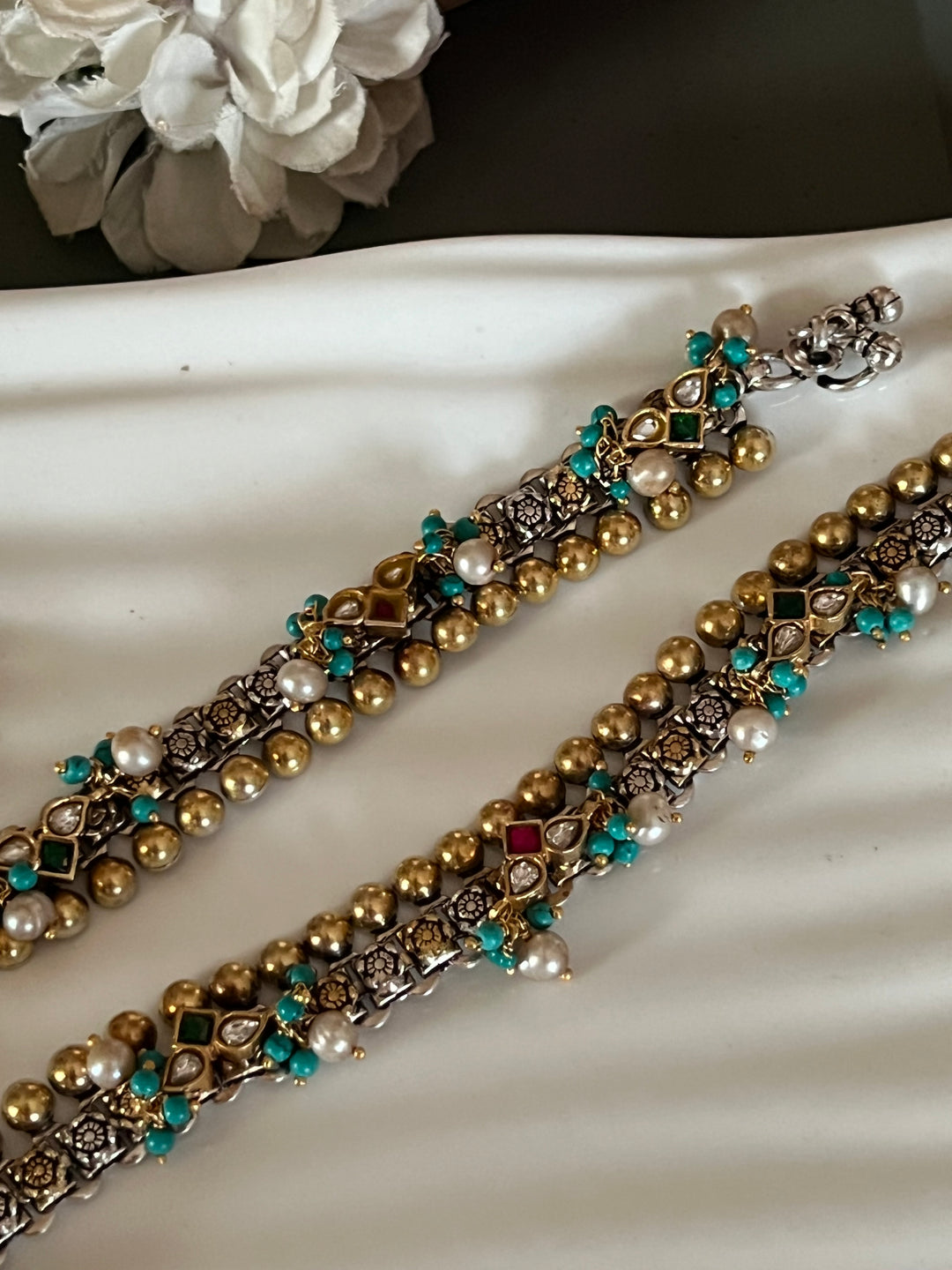 Nakhra Pure 925 Silver Fusion Payal (Pair)/ Real Silver Anklets