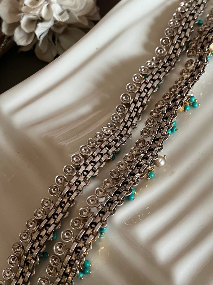 Nakhra Pure 925 Silver Fusion Payal (Pair)/ Real Silver Anklets