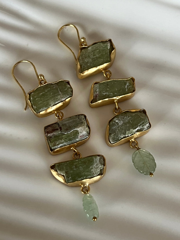 Asymmetric Aventurine Danglers
