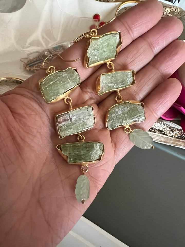 Asymmetric Aventurine Danglers