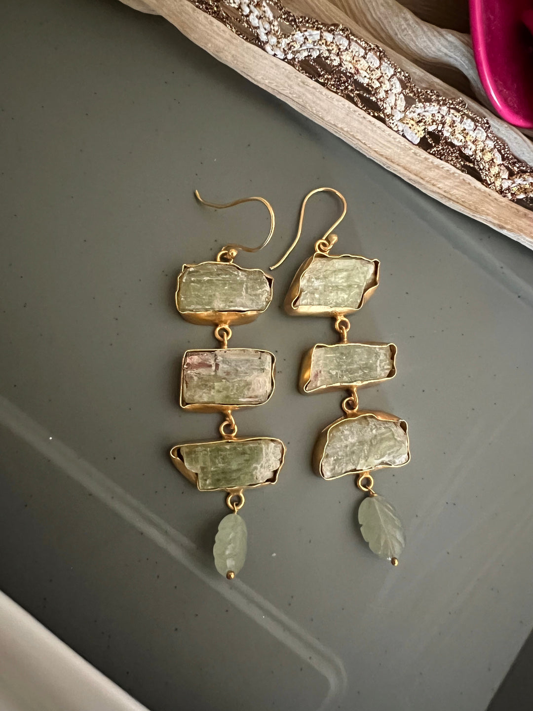 Asymmetric Aventurine Danglers