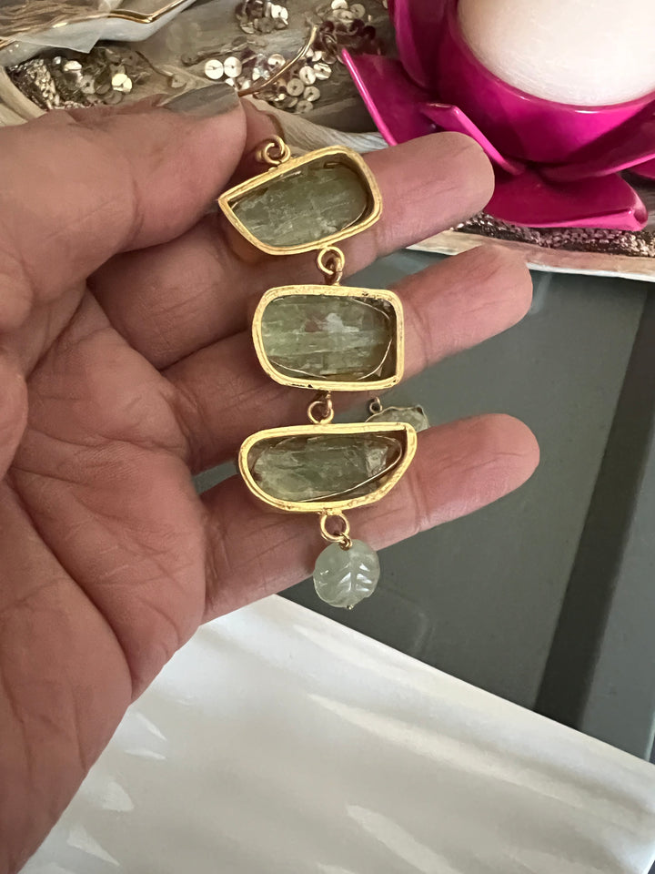 Asymmetric Aventurine Danglers