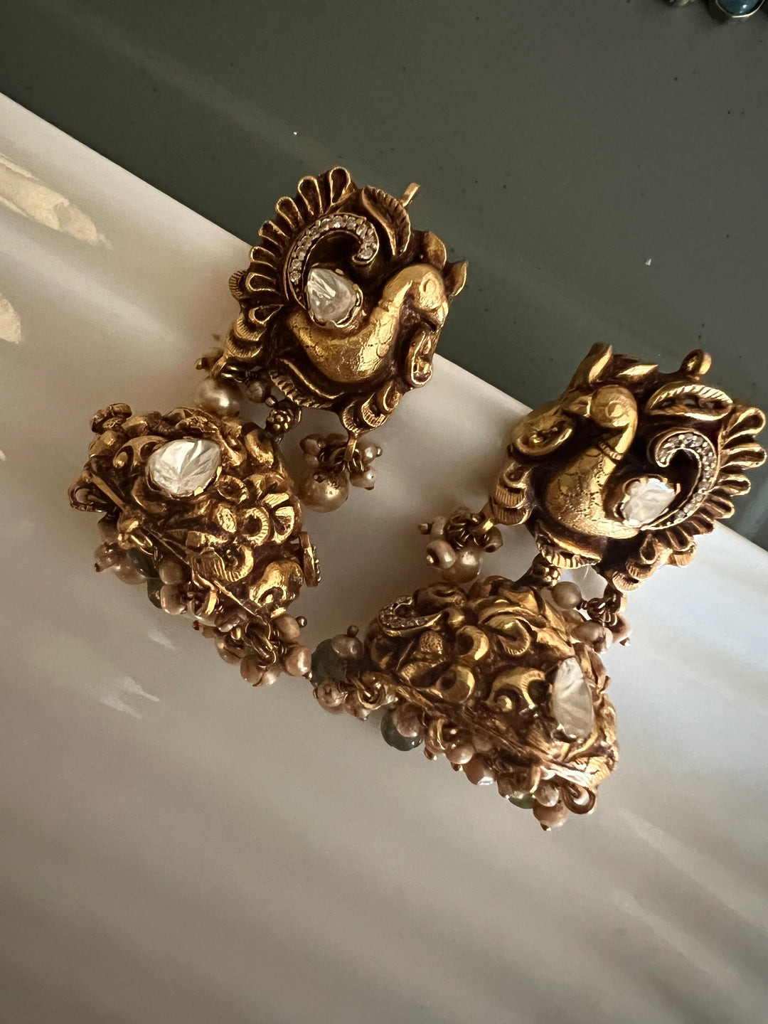 Nakashi Moissanite Peacock Jhumkas