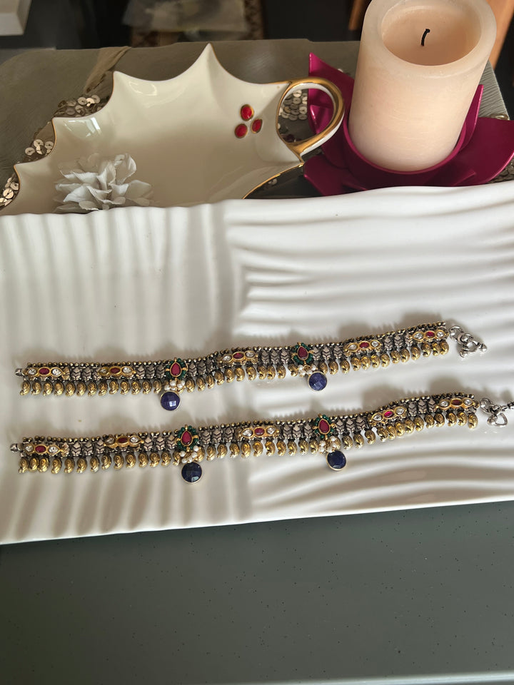 Nakhra Pure 925 Silver Fusion Payal (Pair)/ Real Silver Anklets