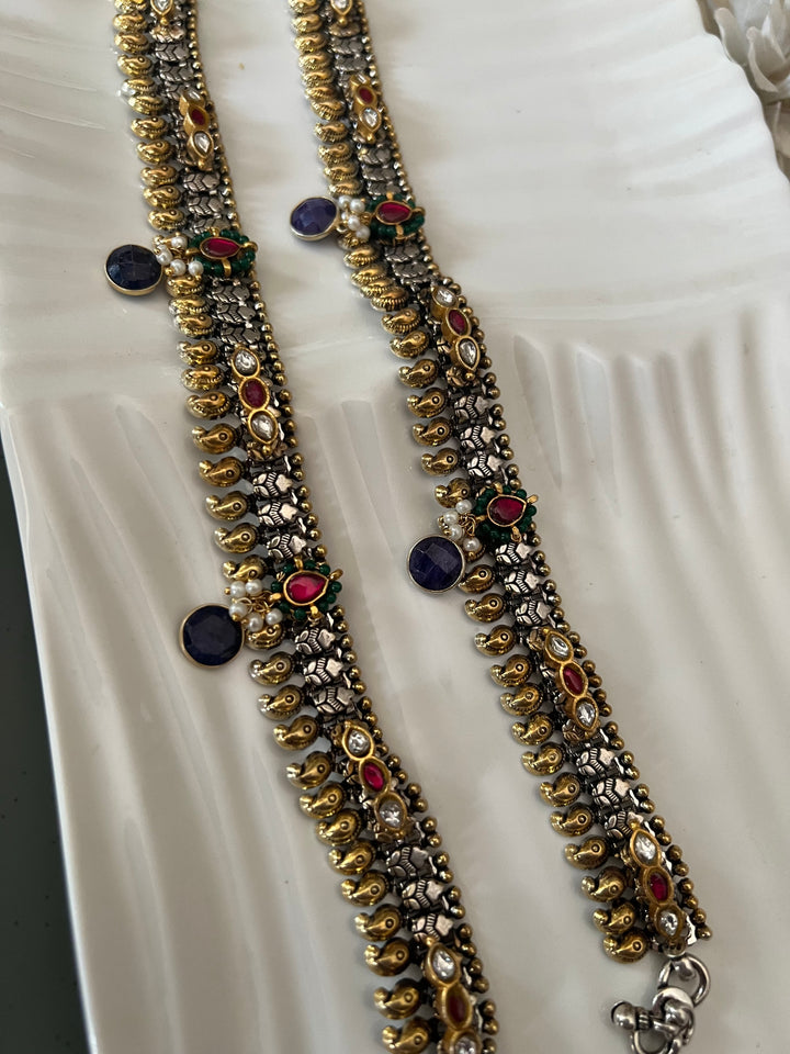 Nakhra Pure 925 Silver Fusion Payal (Pair)/ Real Silver Anklets