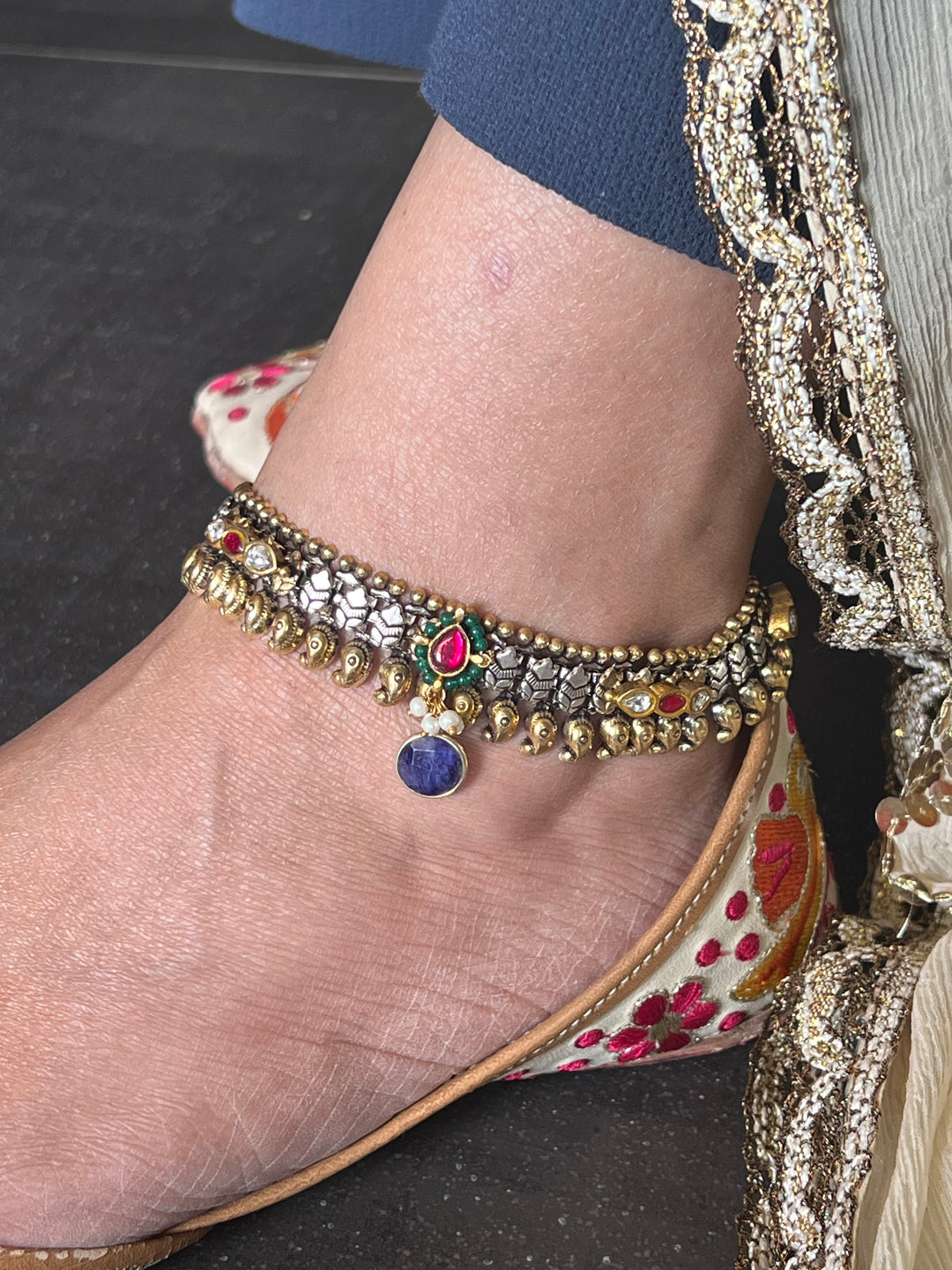 Nakhra Pure 925 Silver Fusion Payal (Pair)/ Real Silver Anklets