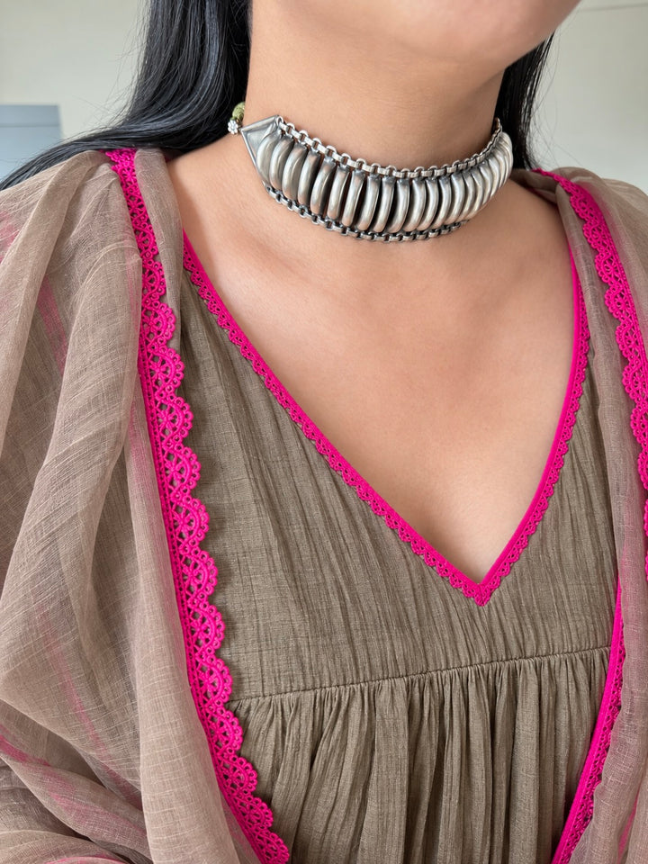 925 Silver Serpent-Inspired Tribal Choker Necklace