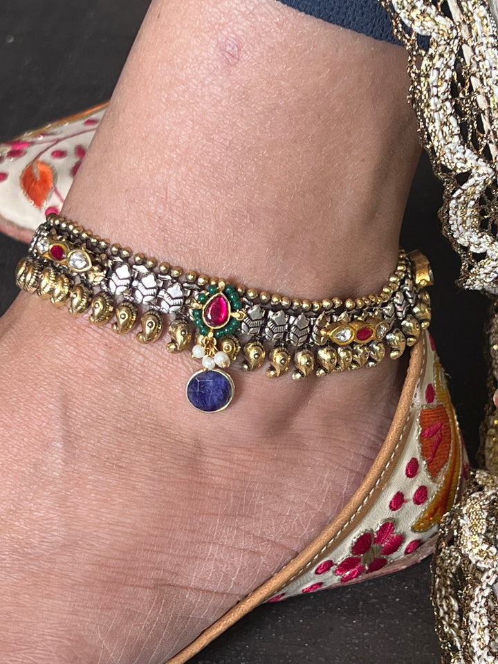 Nakhra Pure 925 Silver Fusion Payal (Pair)/ Real Silver Anklets