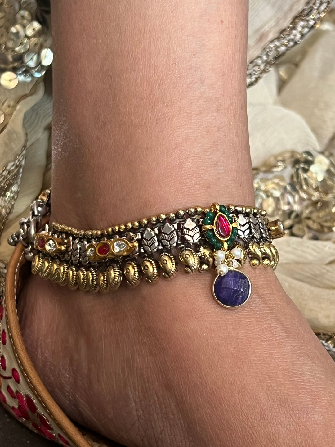 Nakhra Pure 925 Silver Fusion Payal (Pair)/ Real Silver Anklets