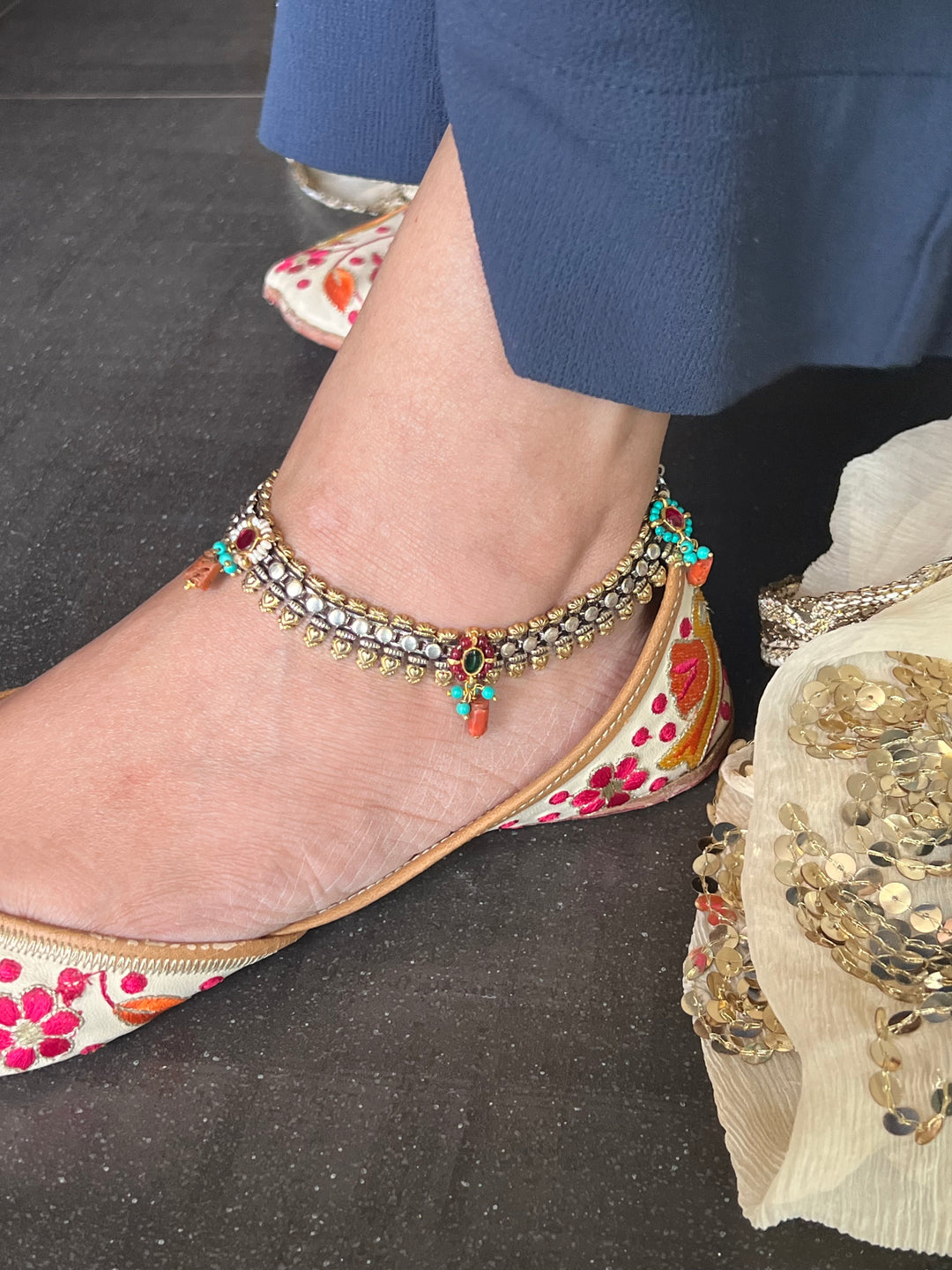 Nakhra Pure 925 Silver Fusion Payal (Pair)/ Real Silver Anklets