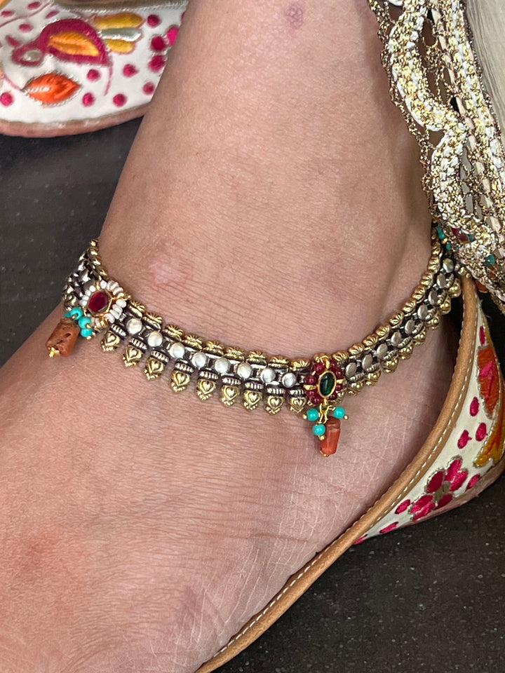 Nakhra Pure 925 Silver Fusion Payal (Pair)/ Real Silver Anklets