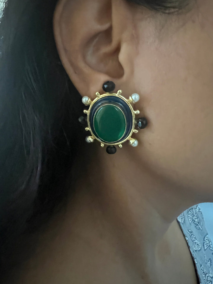 Statement Pearl and Stone Studs