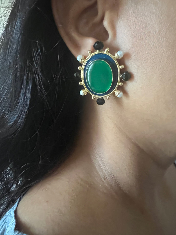 Statement Pearl and Stone Studs