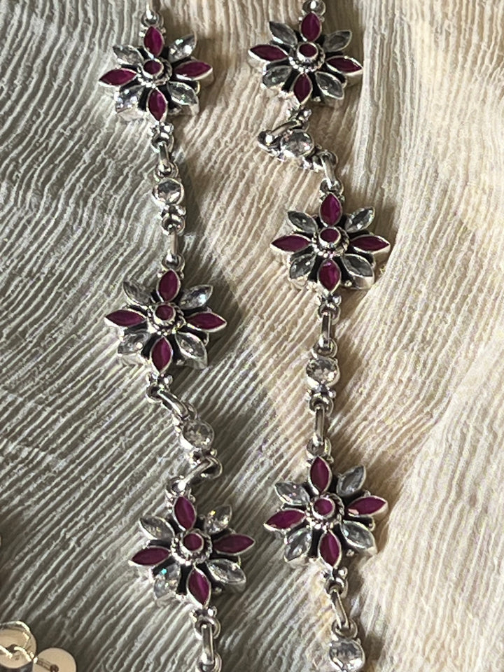 Pure 925 Pair of Flower Silver Anklets