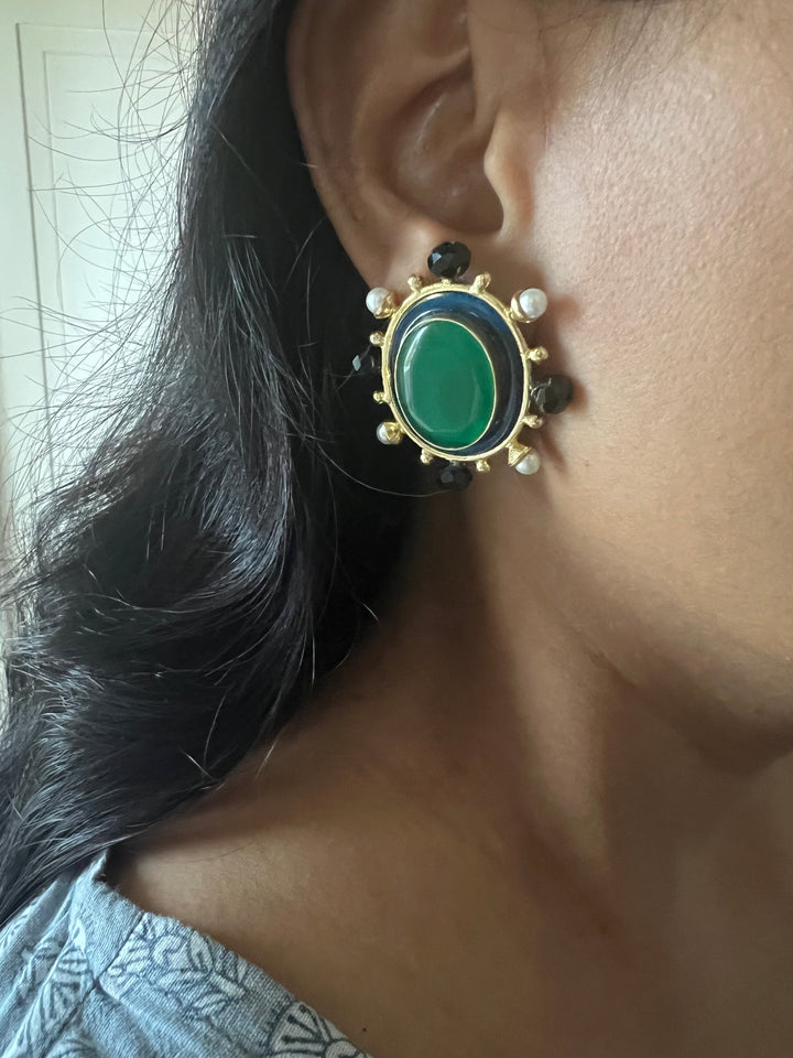 Statement Pearl and Stone Studs