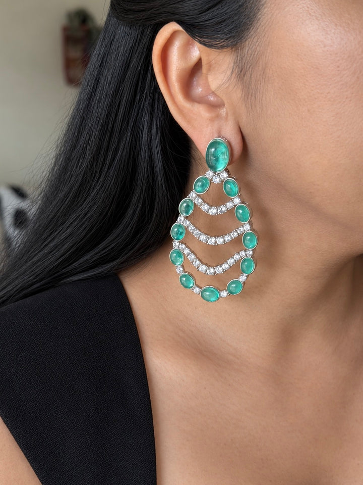 Sea-Green Chandelier Statement Earrings