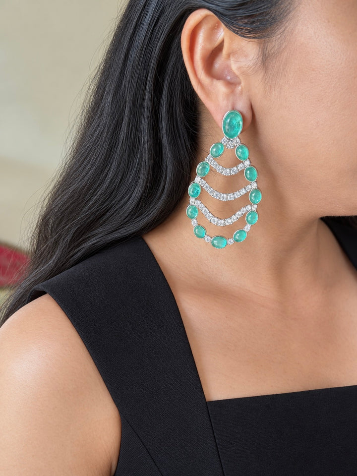 Sea-Green Chandelier Statement Earrings
