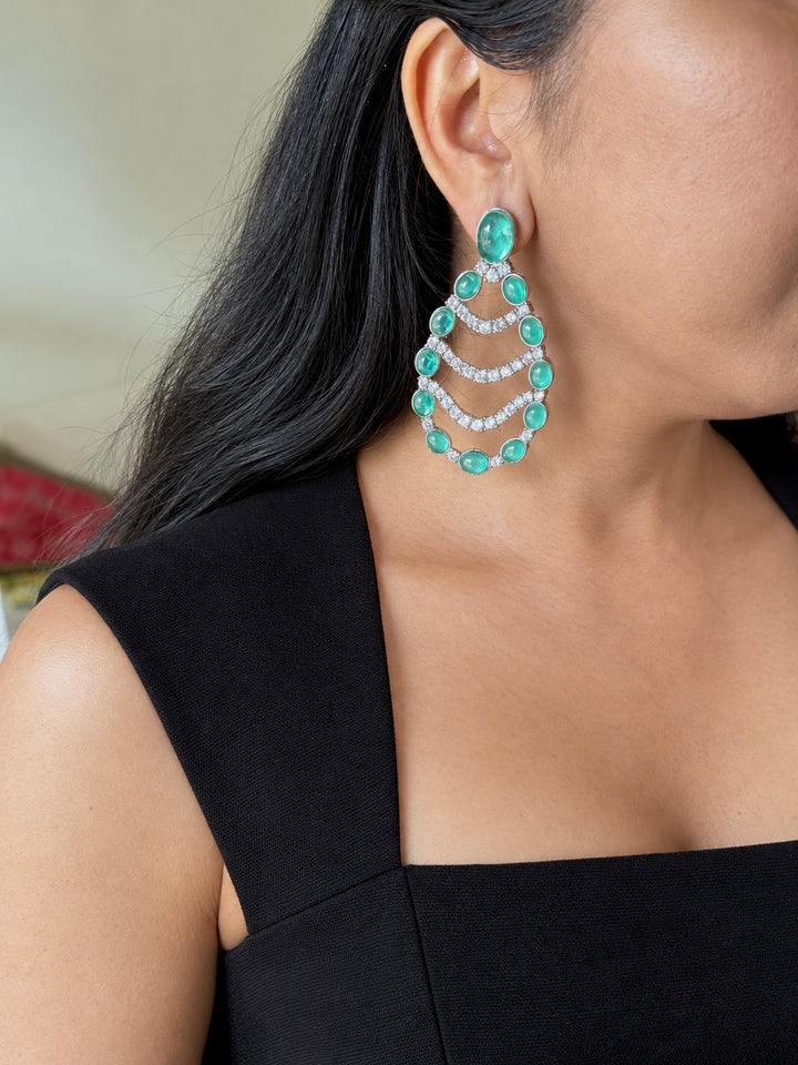 Sea-Green Chandelier Statement Earrings