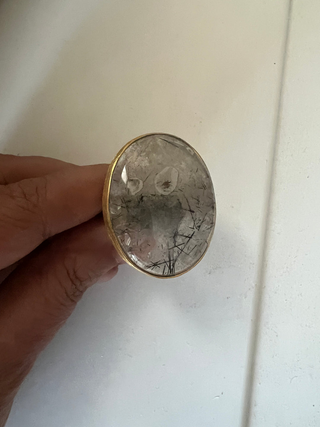 Natural Gemstone Adjustable Ring | Premium Brass & Gold Plated | Bold Statement Ring | SHIVKA