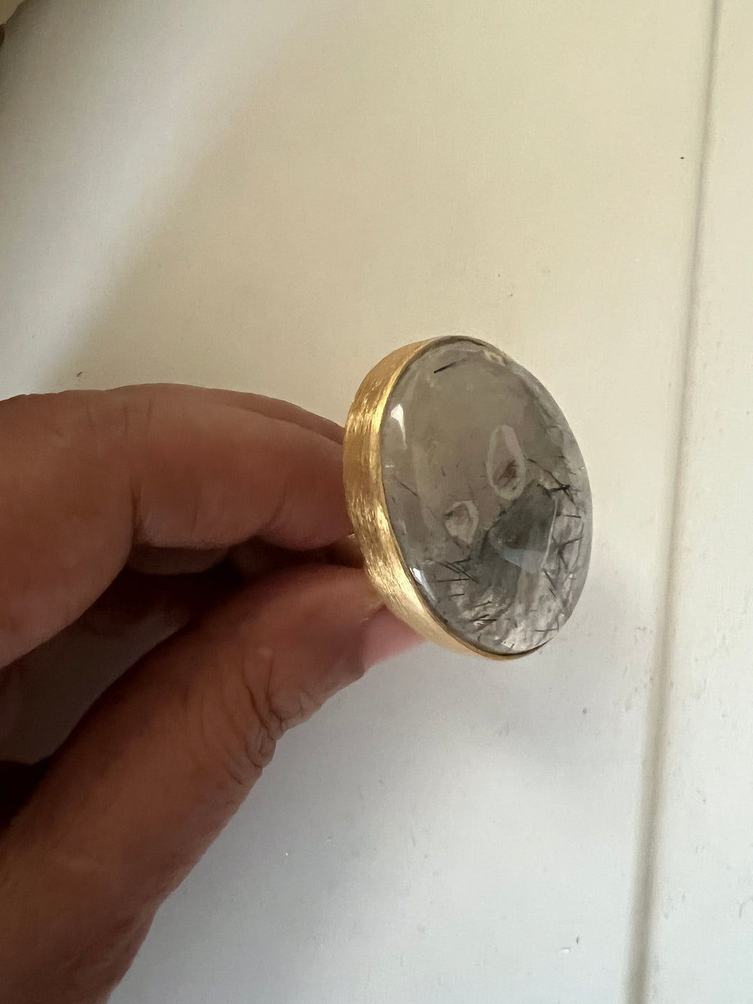 Natural Gemstone Adjustable Ring | Premium Brass & Gold Plated | Bold Statement Ring | SHIVKA