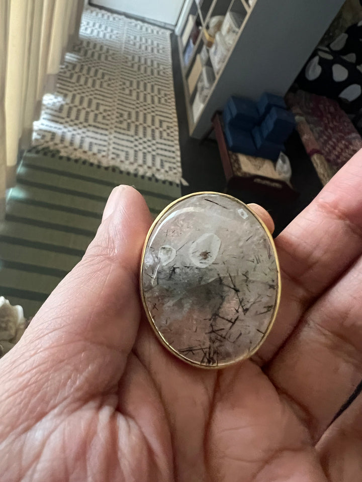 Natural Gemstone Adjustable Ring | Premium Brass & Gold Plated | Bold Statement Ring | SHIVKA