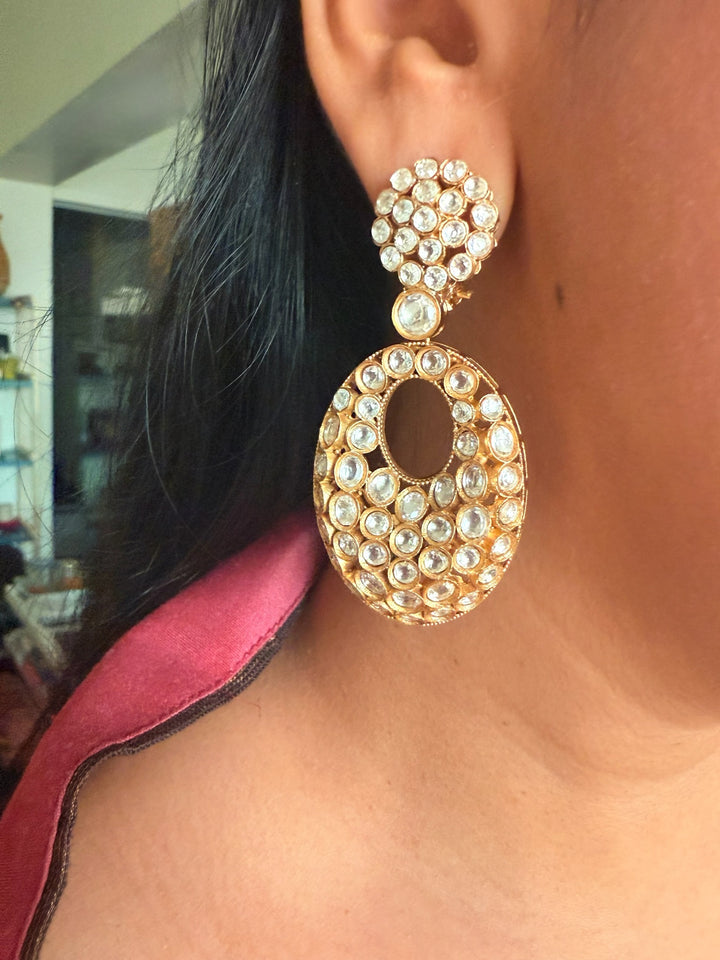 Wedding Kundan CZ Earrings | SHIVKA | Gold-Plated Festive Elegance