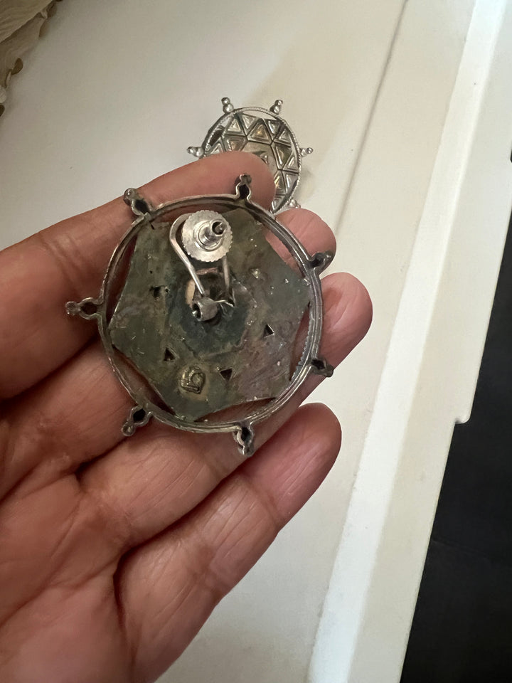 Antique Dual Tone Brass Stud Earrings | Bold Statement Studs | SHIVKA