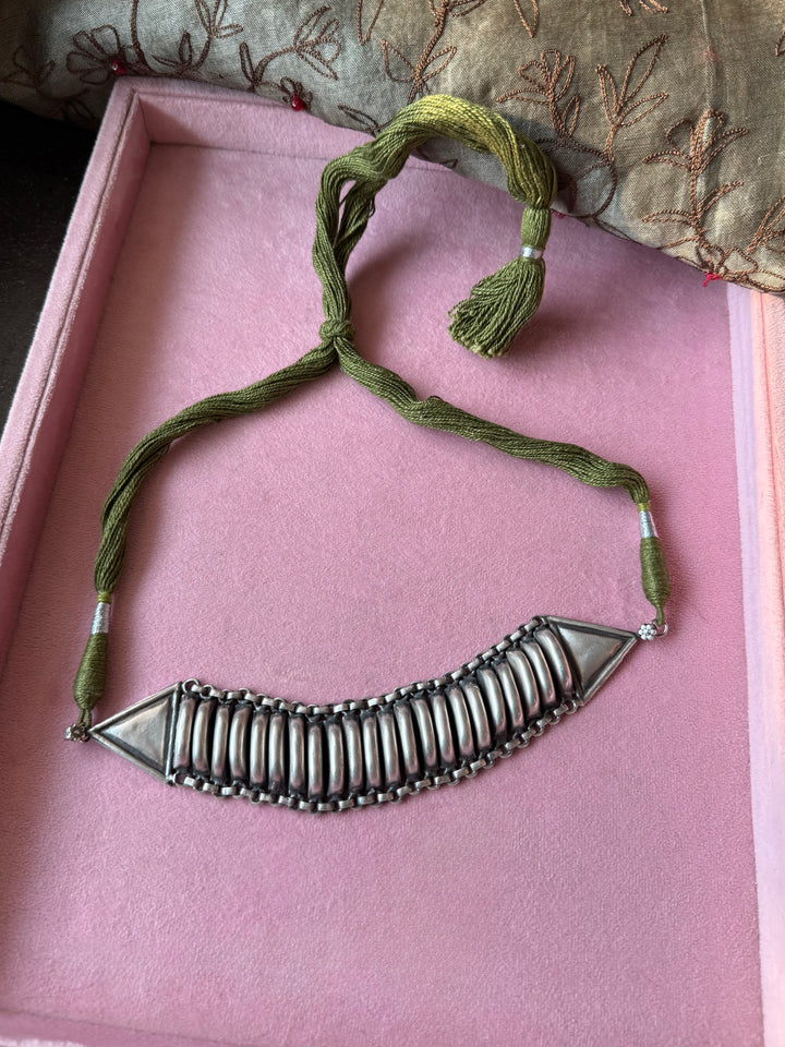 925 Silver Serpent-Inspired Tribal Choker Necklace