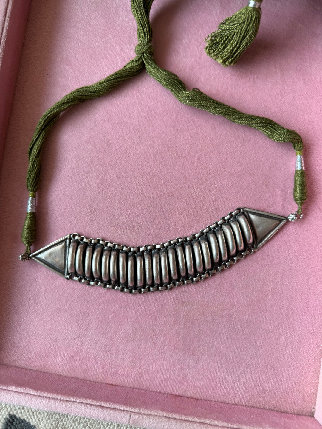 925 Silver Serpent-Inspired Tribal Choker Necklace