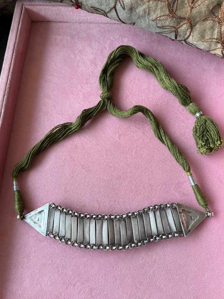 925 Silver Serpent-Inspired Tribal Choker Necklace