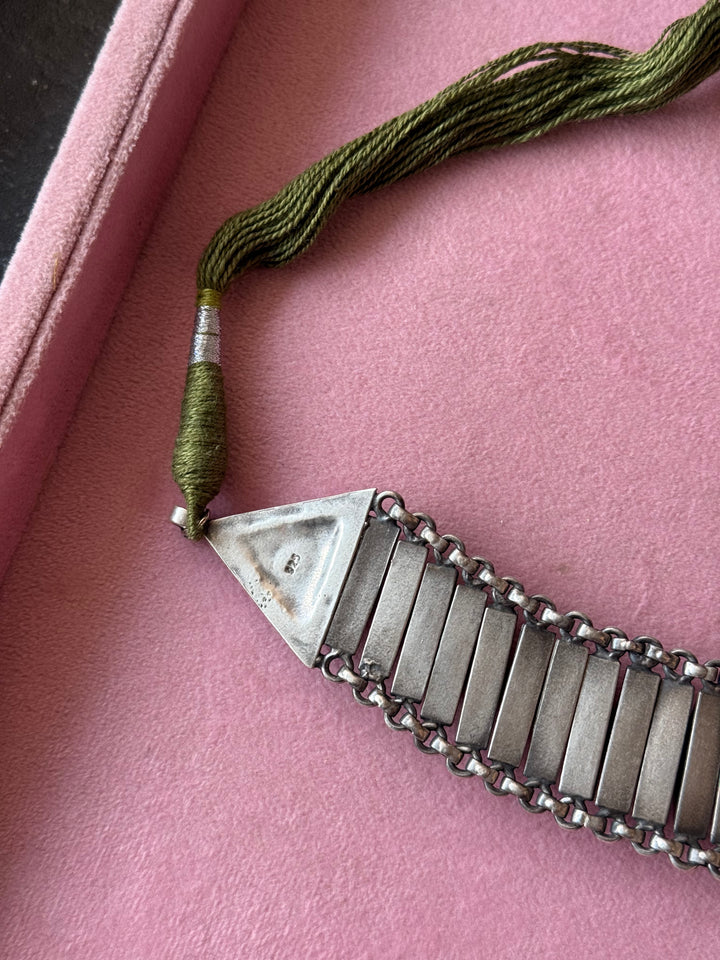 925 Silver Serpent-Inspired Tribal Choker Necklace