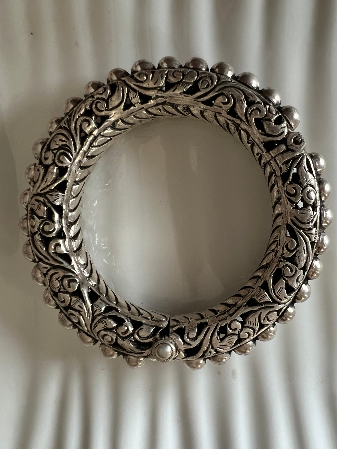 Exquisite Antique Kada with Chitai Work in Pure 925 Silver