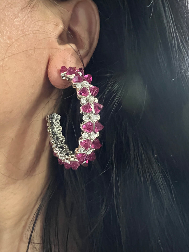 Scintillating CZ Stone Hoops - Radiate Elegance