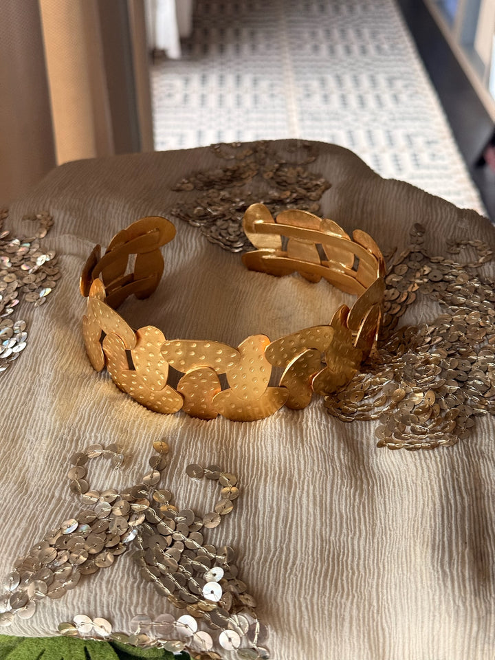 Bold Gold Tone Brass Choker | SHIVKA Statement Jewelry