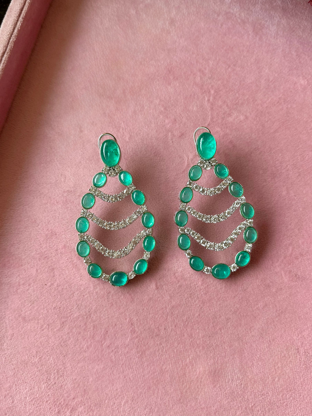 Sea-Green Chandelier Statement Earrings