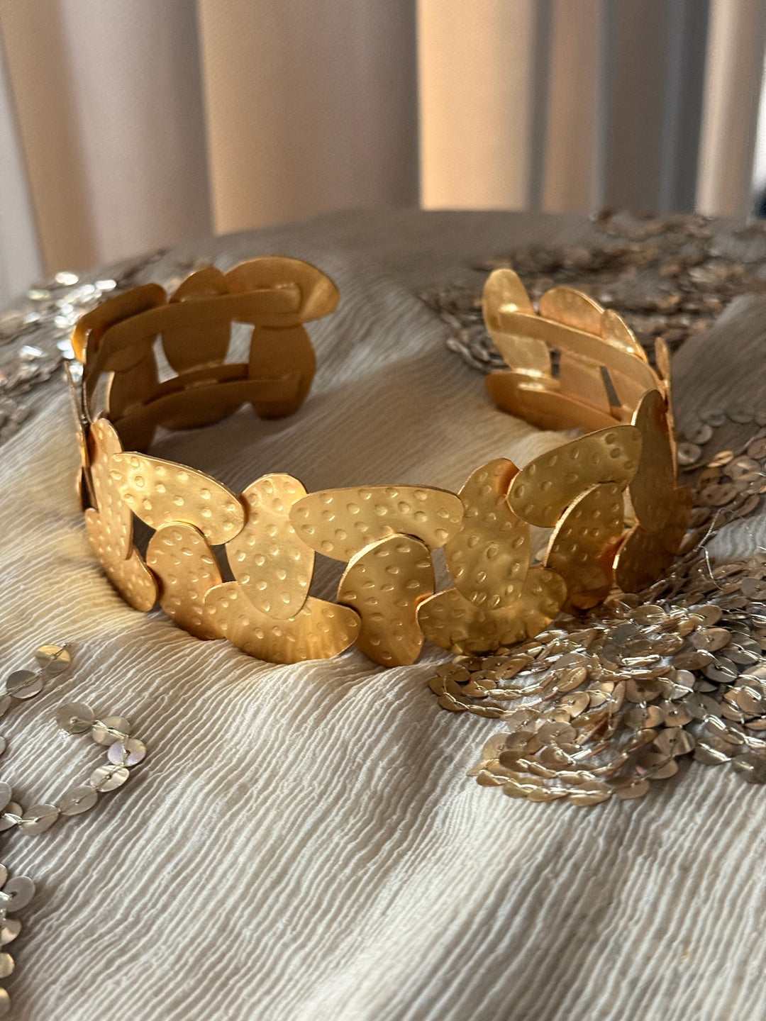 Bold Gold Tone Brass Choker | SHIVKA Statement Jewelry