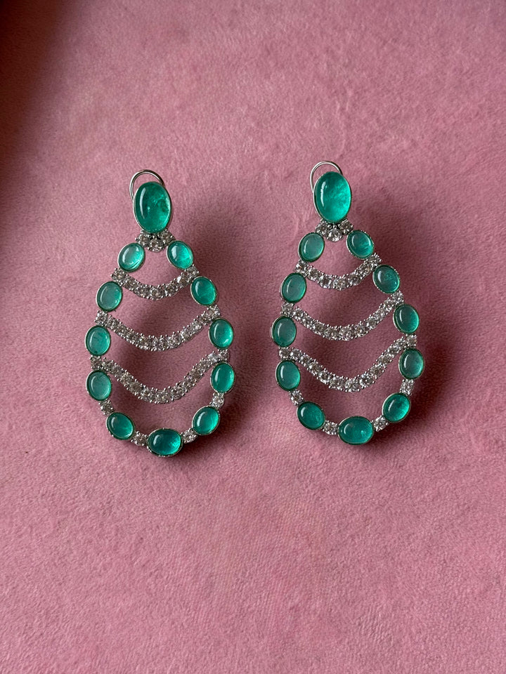 Sea-Green Chandelier Statement Earrings