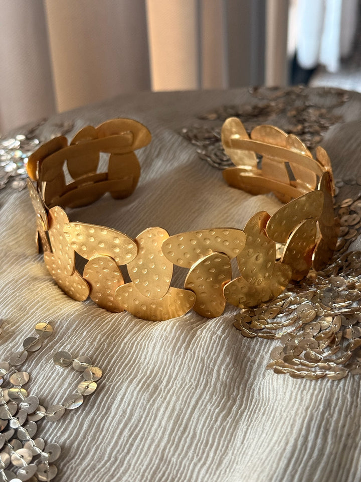 Bold Gold Tone Brass Choker | SHIVKA Statement Jewelry