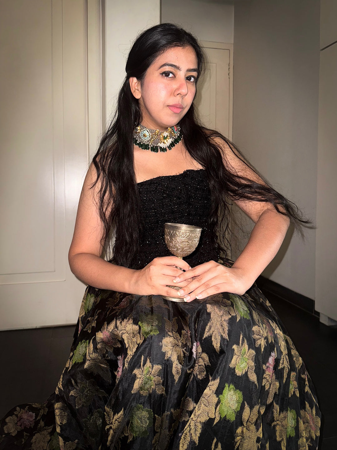 Handmade Fusion Peacock Kundan Choker with Ghungroo | Dual Tone Brass Statement Necklace by SHIVKA