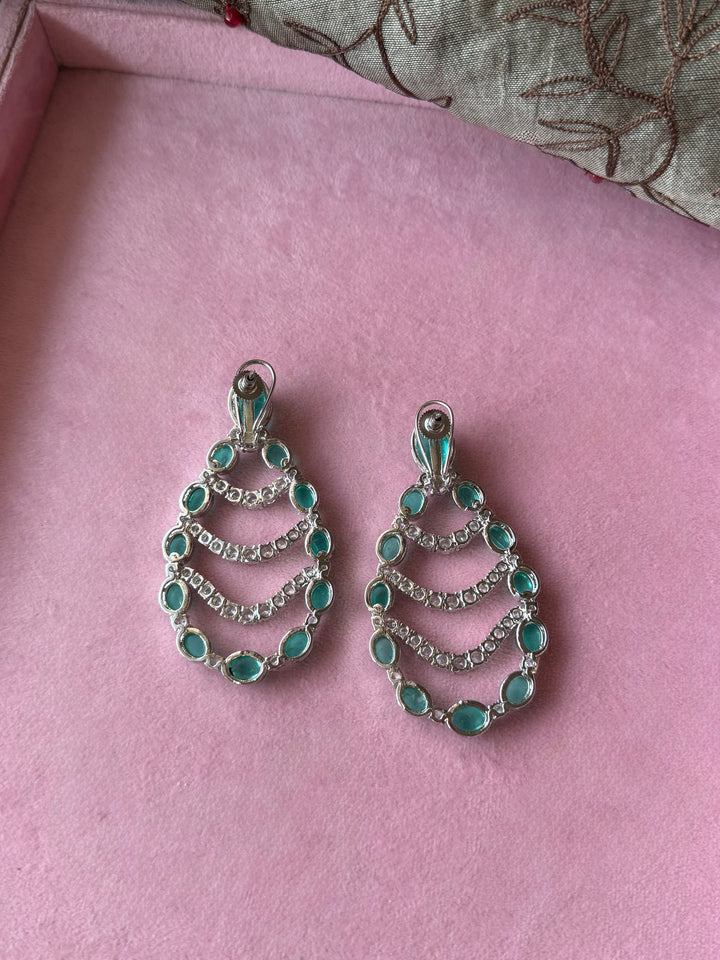 Sea-Green Chandelier Statement Earrings