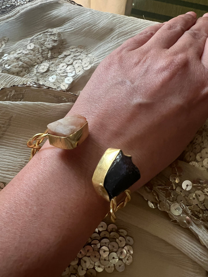 Beautiful Natural Raw Stone Open Cuff