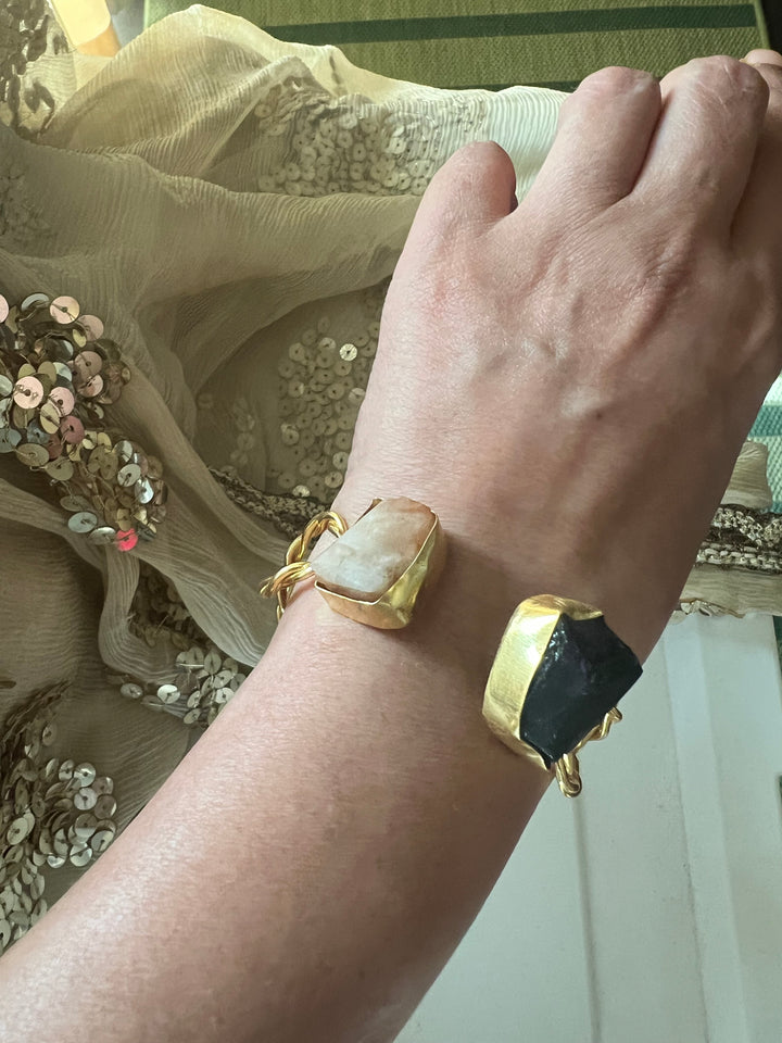 Beautiful Natural Raw Stone Open Cuff