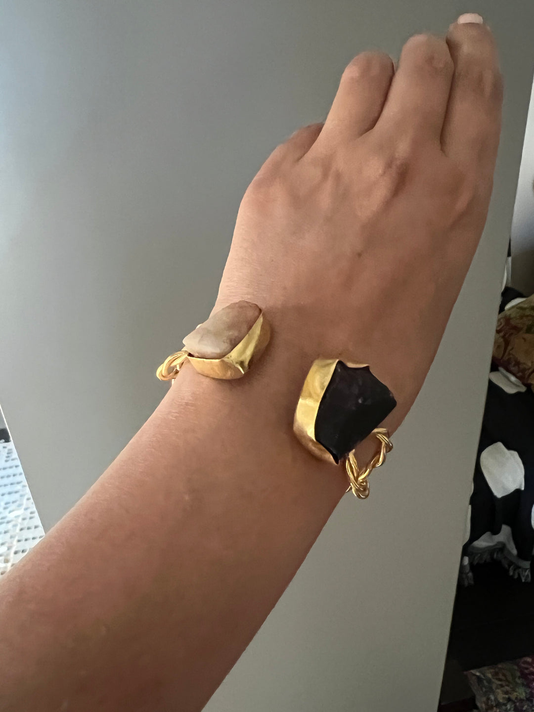 Beautiful Natural Raw Stone Open Cuff