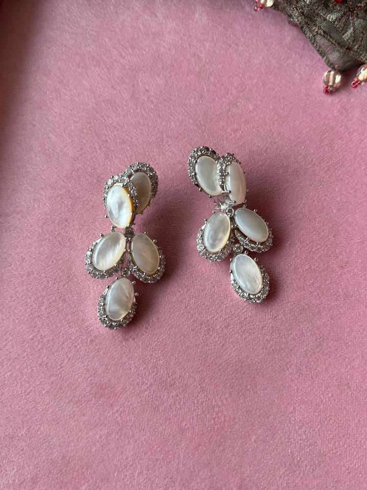 Mother of Pearl Diamond-Look Drop Earrings